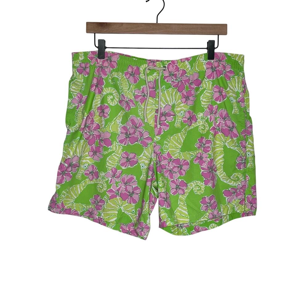 Lilly Pulitzer Seahorse Floral Capri Trunk Swim Shorts Men’s Small